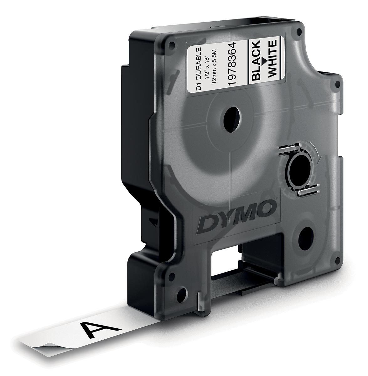 Dymo duurzame D1 tape 12 mm x 5 m, zwart op wit
