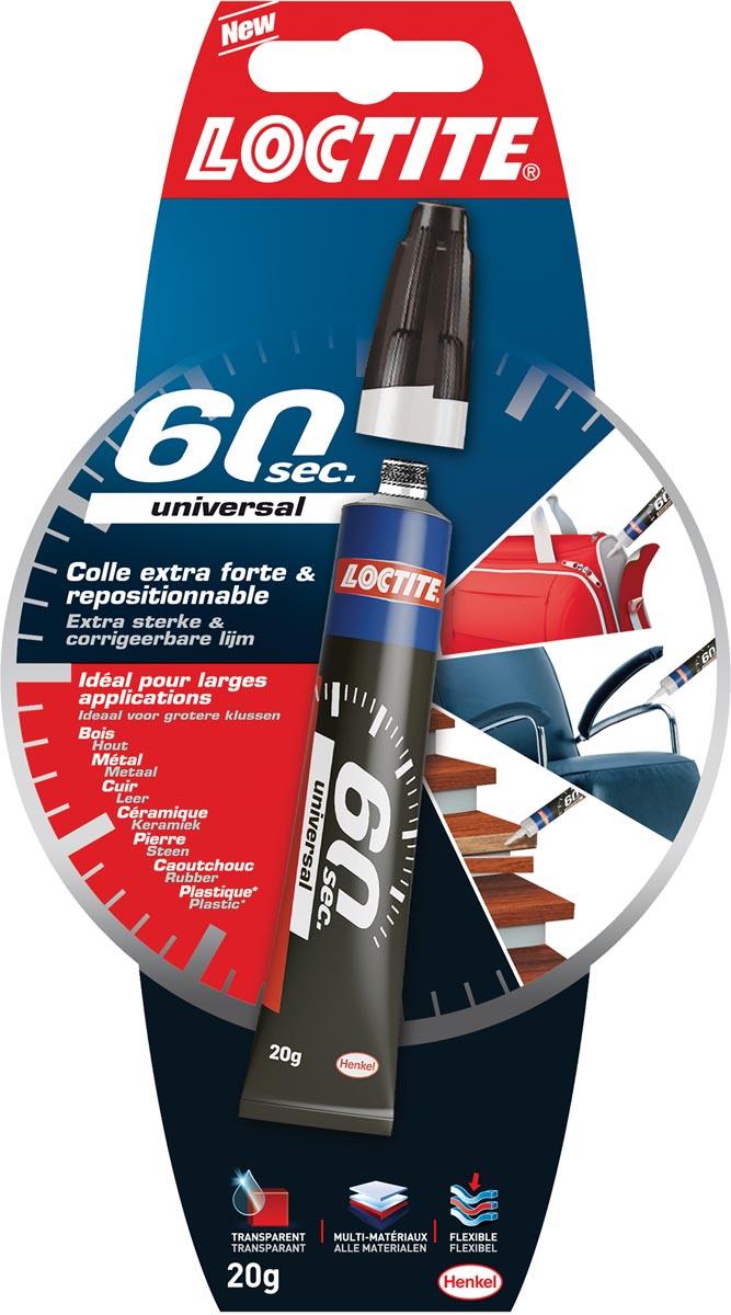 Loctite alleslijm 60 Sec Universal, flacon van 20 g, op blister