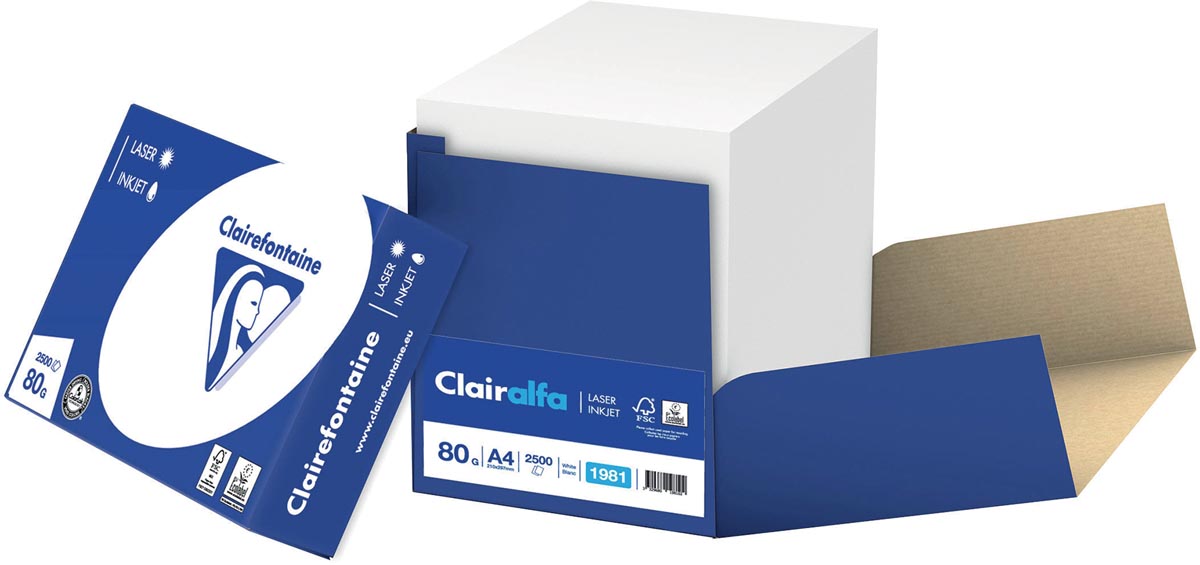 Clairefontaine Clairalfa printpapier ft A4, 80 g, doos van 2500 vel afbeelding