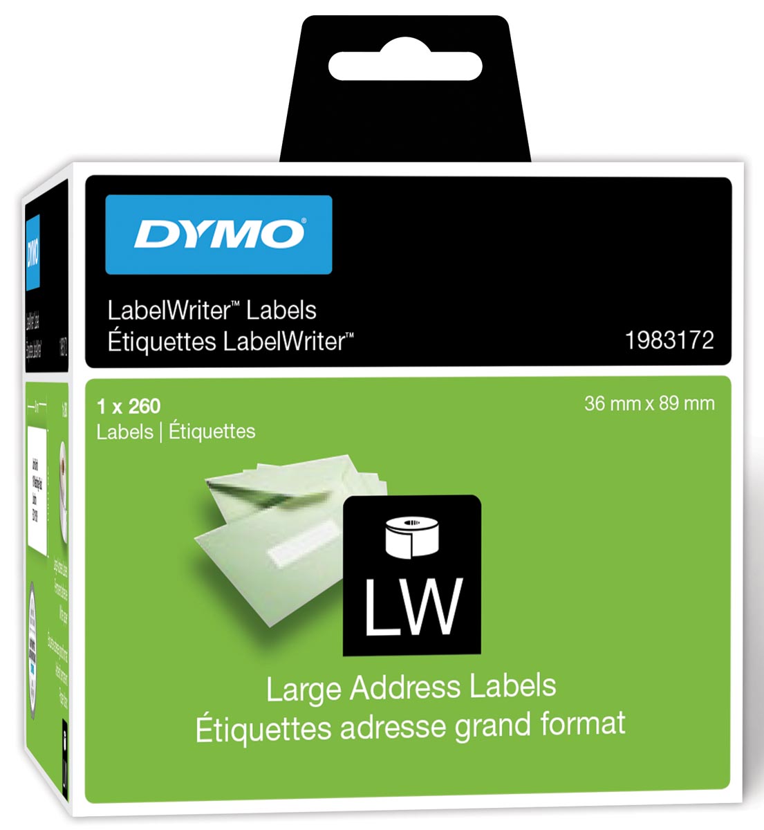 Dymo duurzame etiketten LabelWriter ft 89 x 36 mm, 260 etiketten