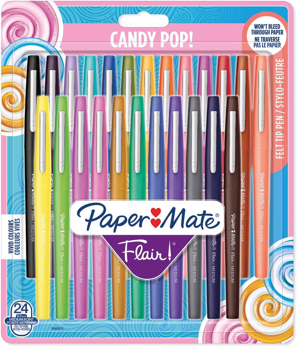 Paper Mate viltstift Flair Candypop, blister met 24 stuks in geassorteerde kleuren