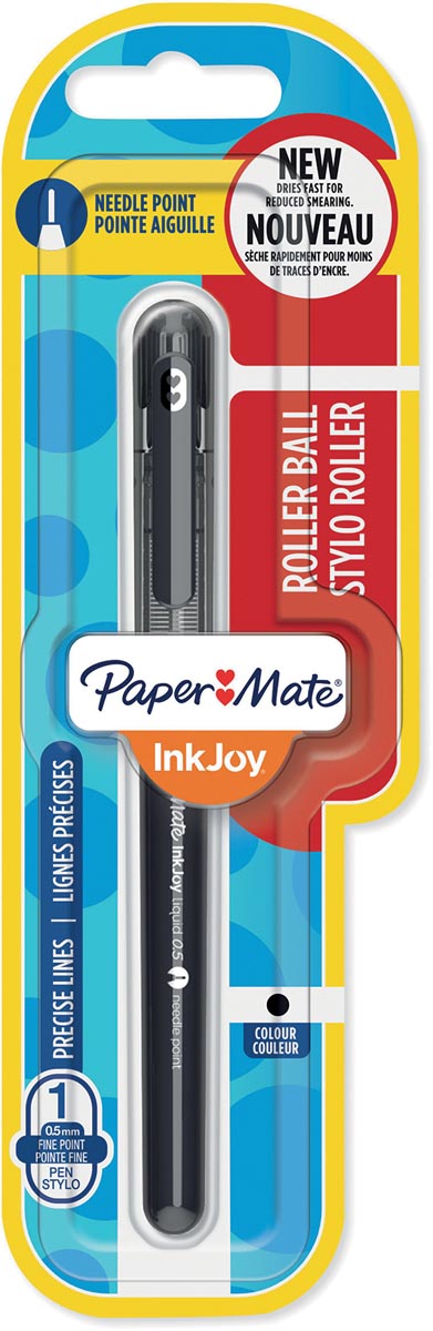 Paper Mate InkJoy liquid-ink roller, fijn, zwart, op blister