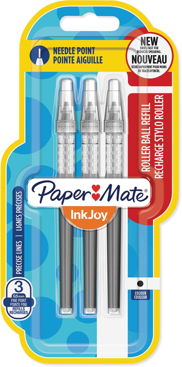 Paper Mate InkJoy vulling voor liquid-ink roller fijn, zwart, blister met 3 vullingen afbeelding