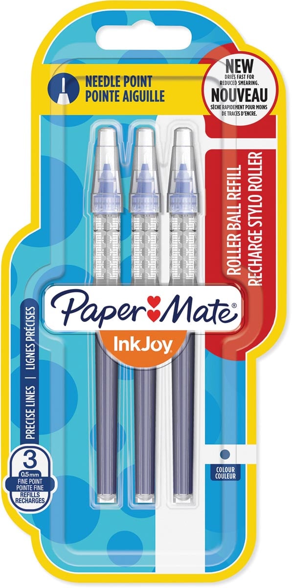 Paper Mate InkJoy vulling voor liquid-ink roller fijn, blauw, blister met 3 vullingen Paper Mate InkJoy vulling voor liquid-ink roller fijn, blauw, blister met 3 vullingen