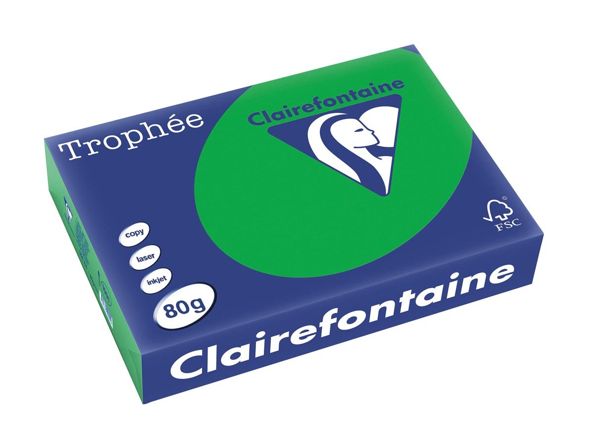 Clairefontaine Trophée Intens, gekleurd papier, A4, 80 g, 500 vel, biljartgroen afbeelding