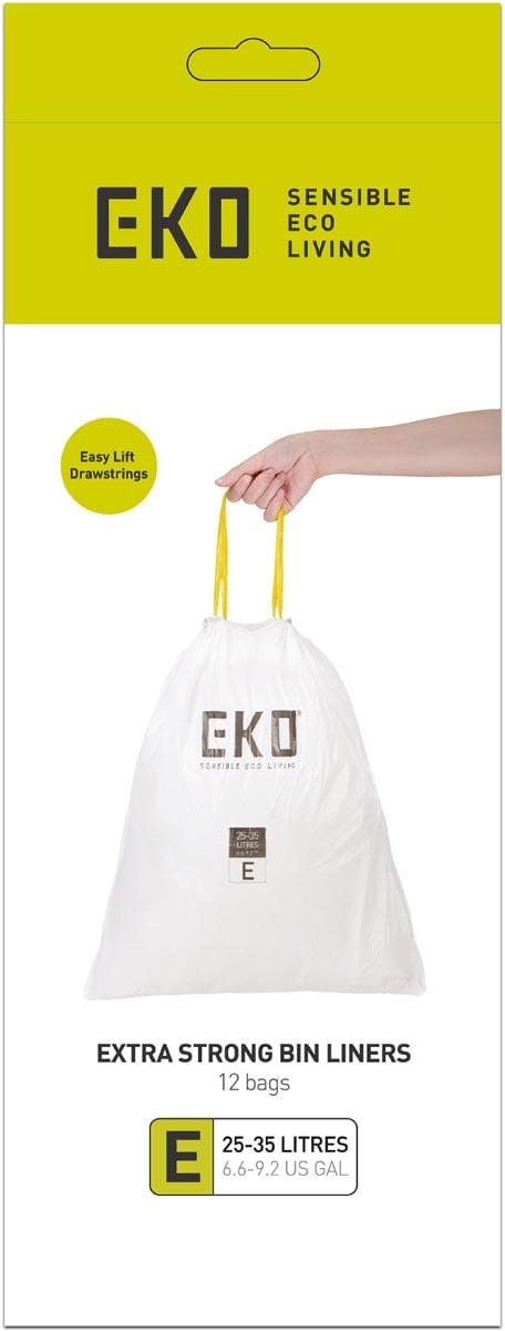 Eko vuilniszakken met trekbandsluiting, 25-35 liter, wit, 1 rol, 12 zakken afbeelding