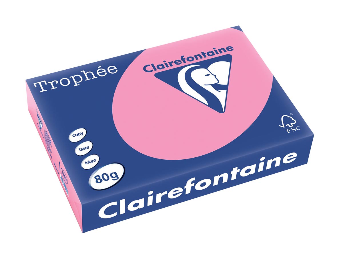 Clairefontaine Trophée Pastel A4, 80 g, 500 vel, felroze