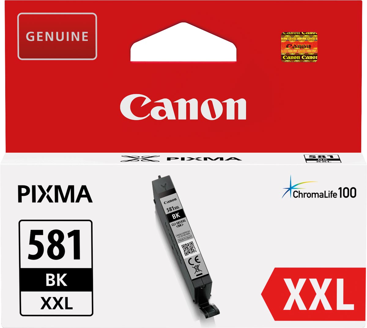 Canon inktcartridge CLI-581BK XXL, 858 foto&apos;s, OEM 1998C001, zwart afbeelding