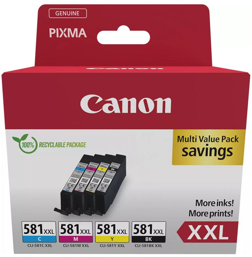 Canon inktcartridge CLI-581 XXL, 282 - 858 foto&apos;s, OEM 1998C007, 4 kleuren afbeelding