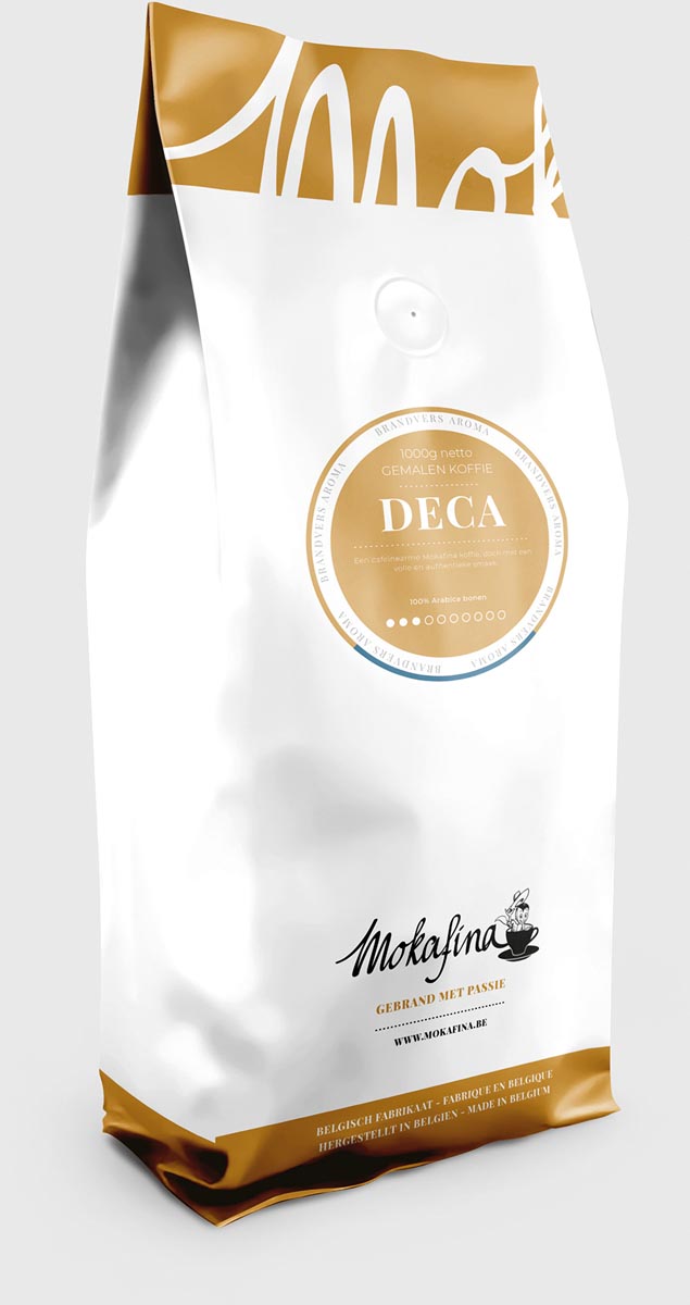 Mokafina Deca cafeînevrije gemalen koffie, pak vn 1 kg, sterkte van 3