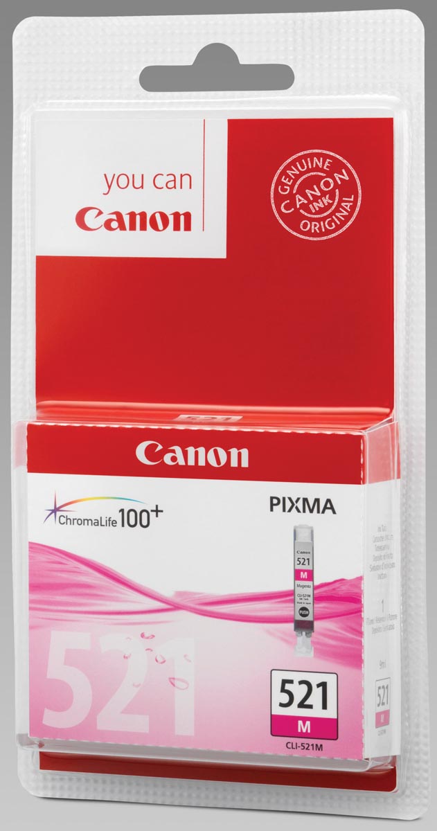 Canon inktcartridge CLI-521M, 445 pagina's, OEM 2935B008, met beveiligingsysteem, magenta