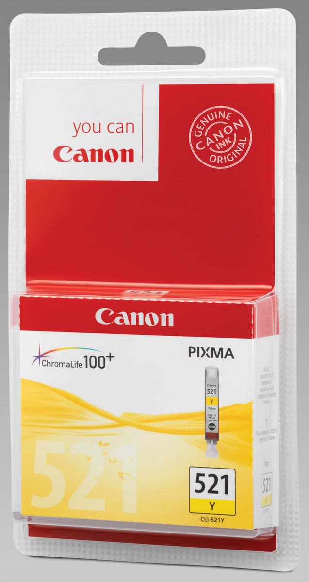 Canon inktcartridge CLI-521Y, 445 pagina's, OEM 2936B008, met beveiligingsysteem, geel