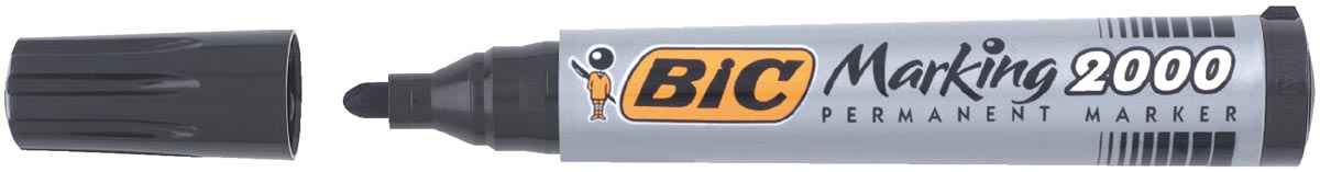 Bic permanent marker 2000-2300 zwart, schrijfbreedte 1,7 mm, ronde punt afbeelding