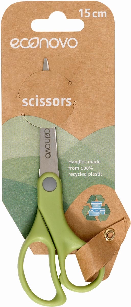 Econovo schaar, 15 cm, groen, op blister afbeelding