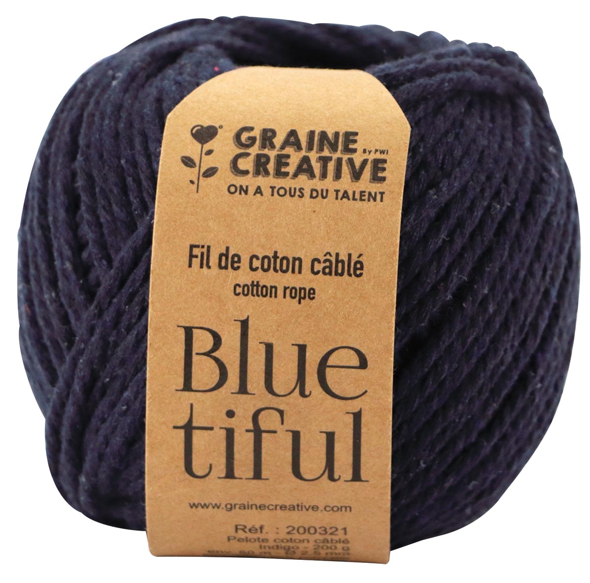 Graine Créative Macramé touw, ft 2,5 mm x 80 m, indigo afbeelding