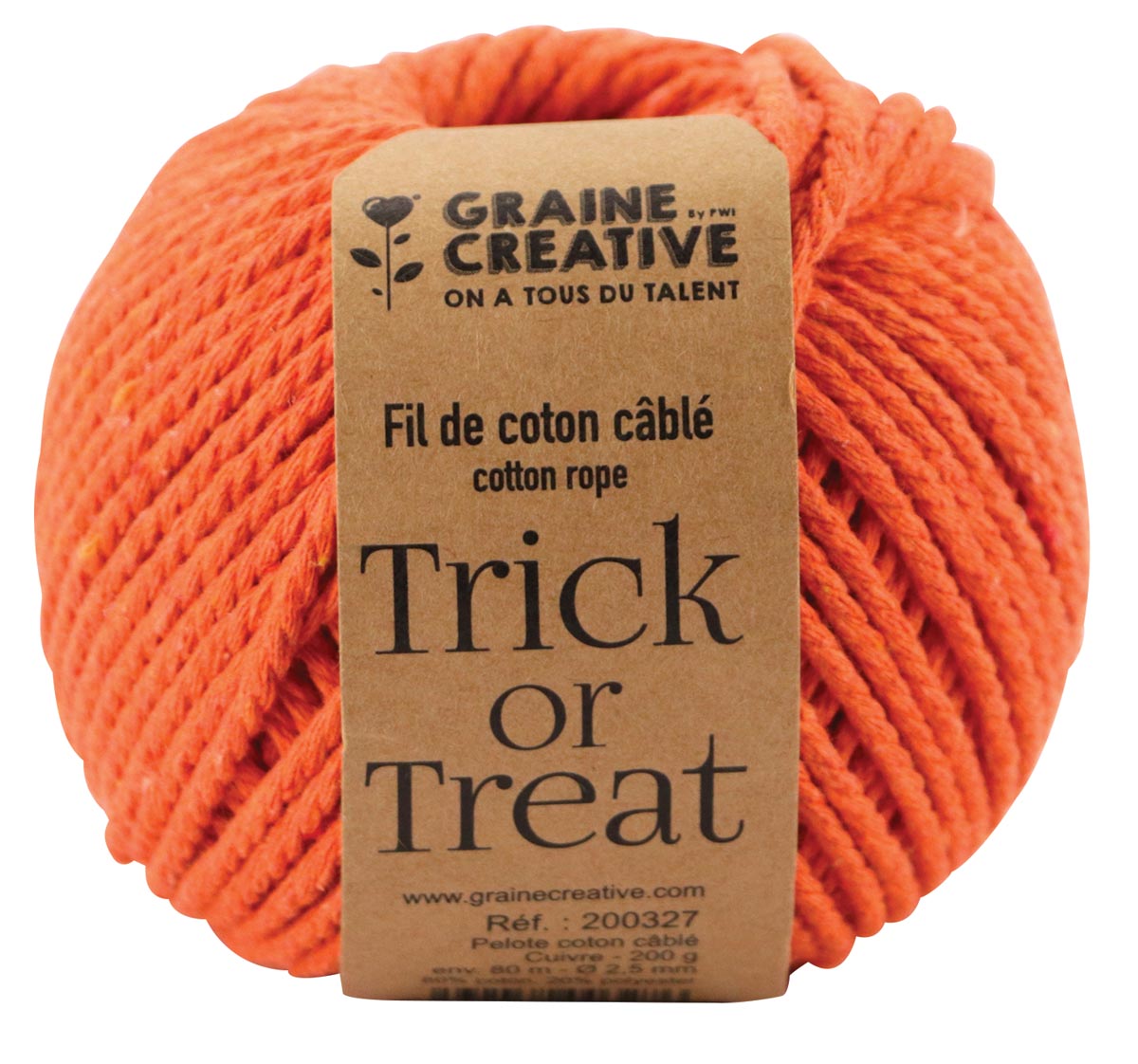 Graine Créative Macramé touw, ft 2,5 mm x 80 m, oranje
