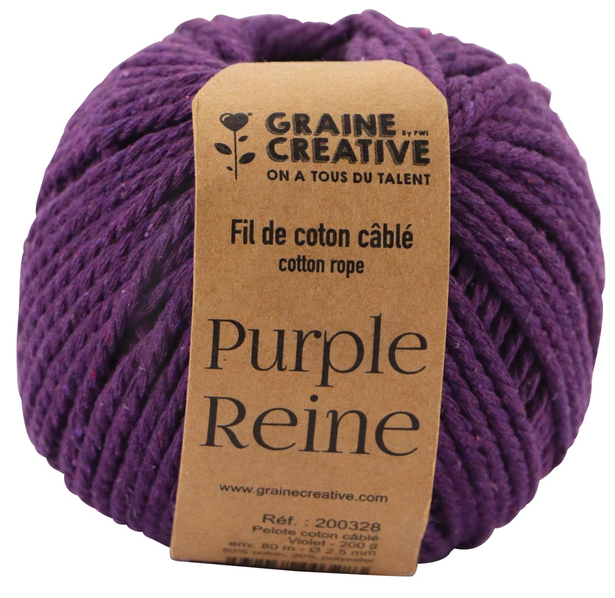 Graine Créative Macramé touw, ft 2,5 mm x 80 m, paars afbeelding