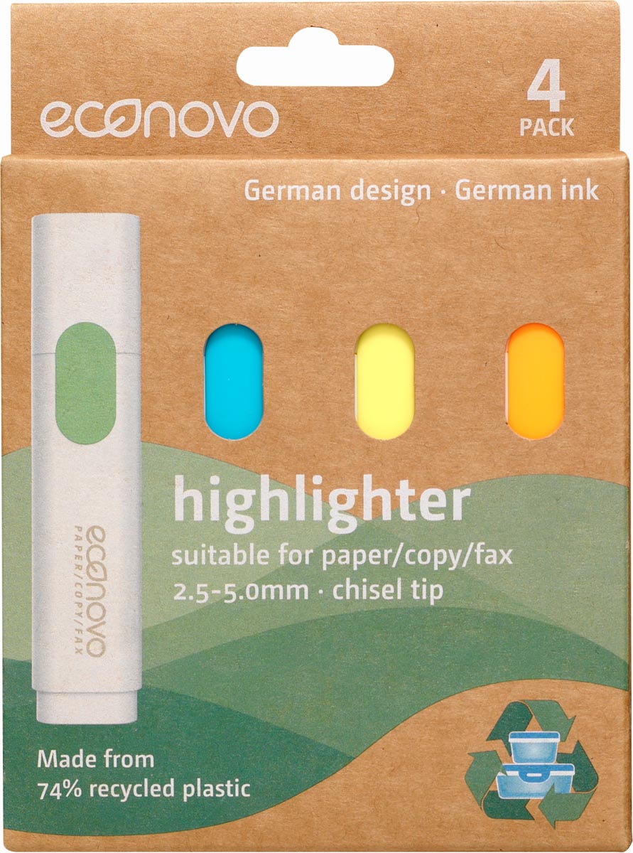 Econovo markeerstift, blister van 4 stuks, geassorteerde kleuren afbeelding