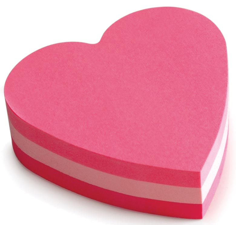 Post-it Notes mini hart, 3 kleuren, blok van 225 vel, op blister afbeelding