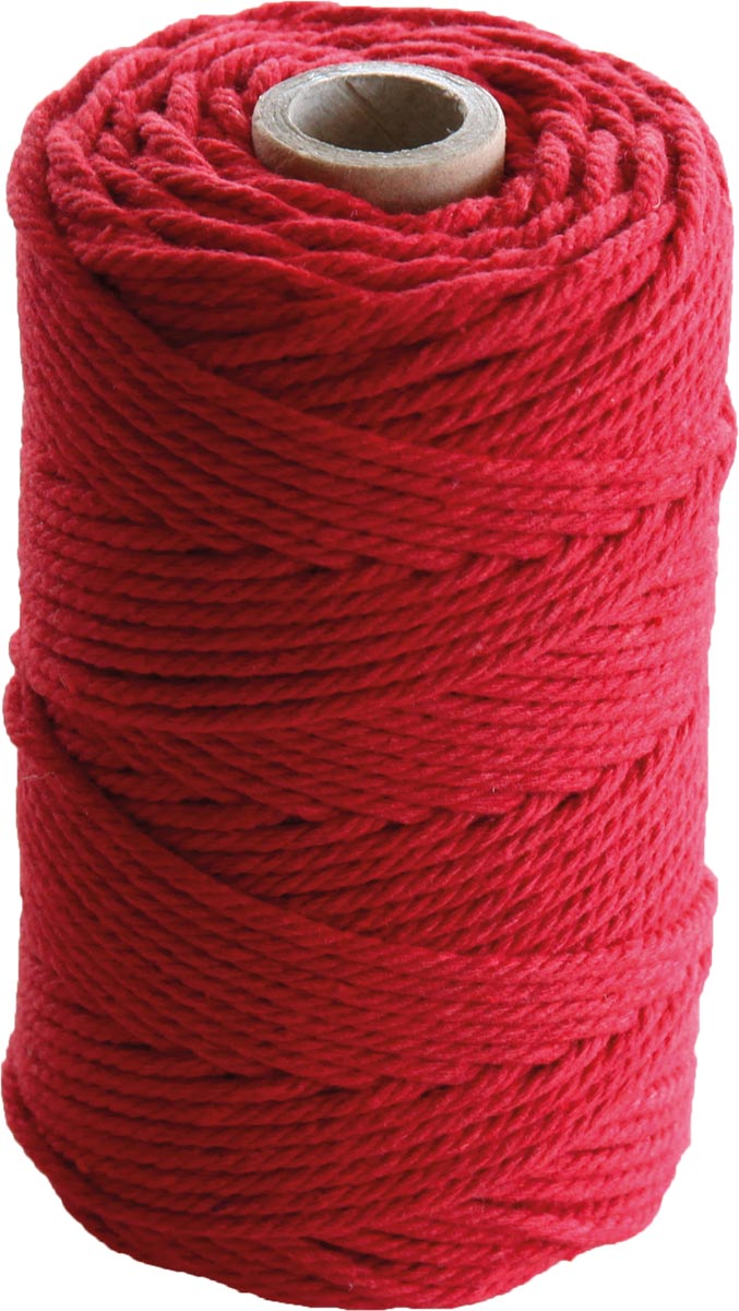 Macramétouw twine thick van 70 m, rood