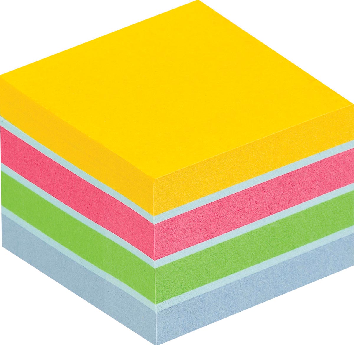 Post-it Notes mini kubus, 400 vel, ft 51 x 51 mm, geassorteerde kleuren, op blister afbeelding