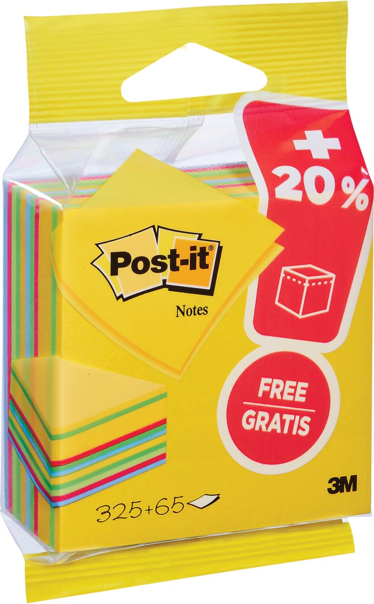 Post-it Notes kubus ft 76 mm x 76 mm, Ultra, blok van 325 + 65 vel gratis, op blister