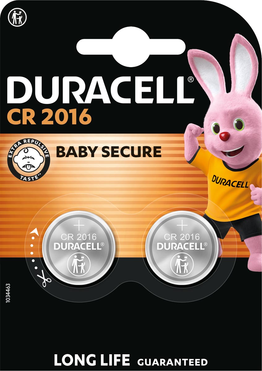 Duracell knoopcel Electronics CR2016, blister van 2 stuks