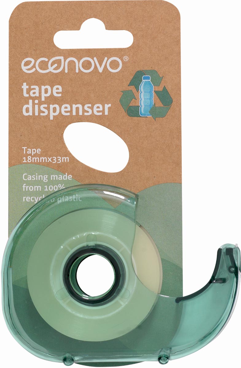Econovo plakband, met afroller, 18 mm x 33 m, op blister in kraft afbeelding
