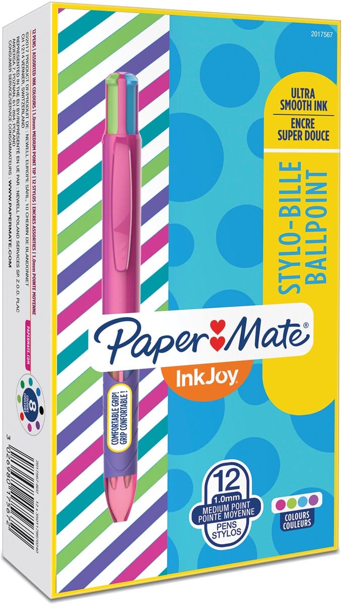 Paper Mate 4-kleuren balpen Inkjoy Quatro Joie de Vivre, roze