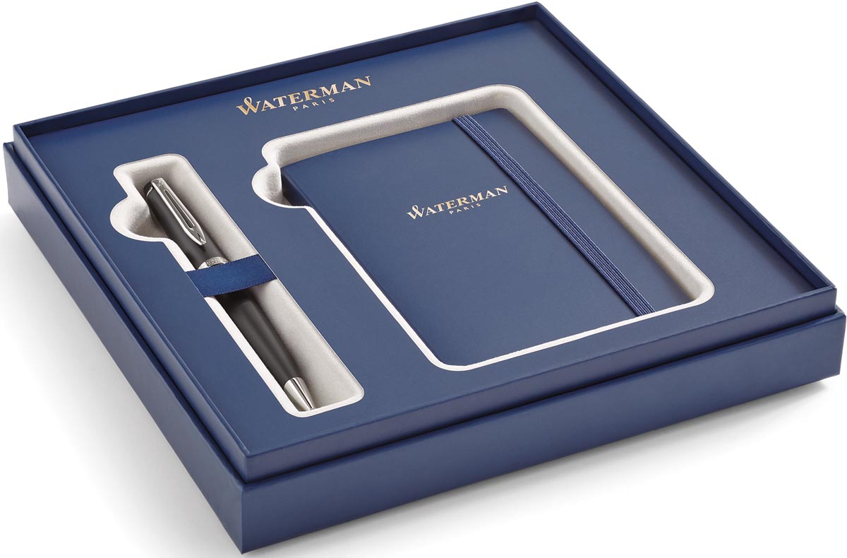 Waterman giftbox Expert balpen medium + notitie boekje, zwart