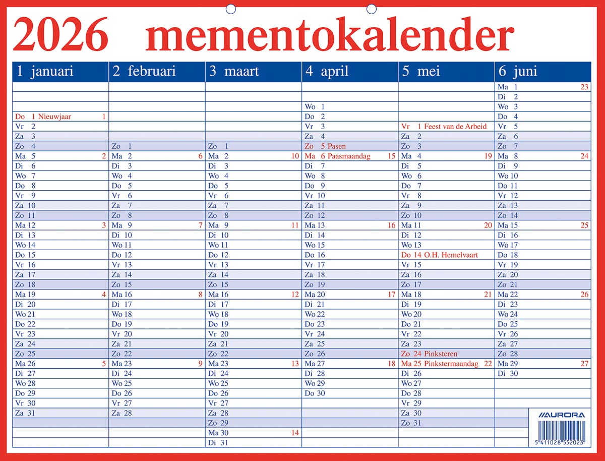 Aurora Memento 20 Nederlandstalig, 2026