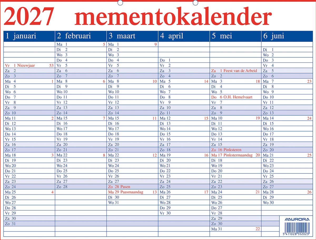 Aurora Memento 20 Nederlandstalig, 2027