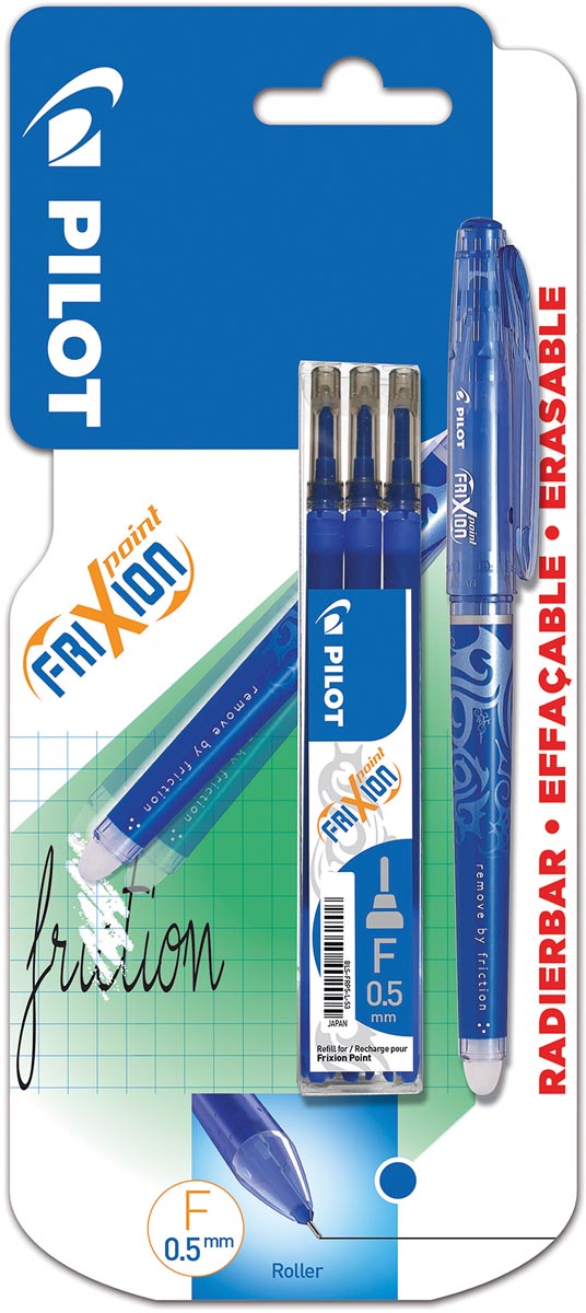Pilot Roller Frixion Point, blister met 4 stuks (1 roller + 3 vullingen), blauw