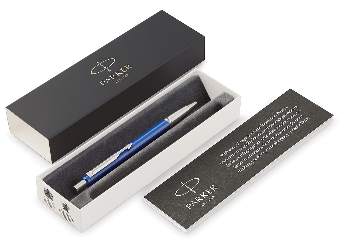 Parker Balpen Vector Medium In Giftbox Blauw huismerk kopen in de aanbieding Parker Balpen Vector Medium In Giftbox Blauw huismerk kopen in de aanbieding