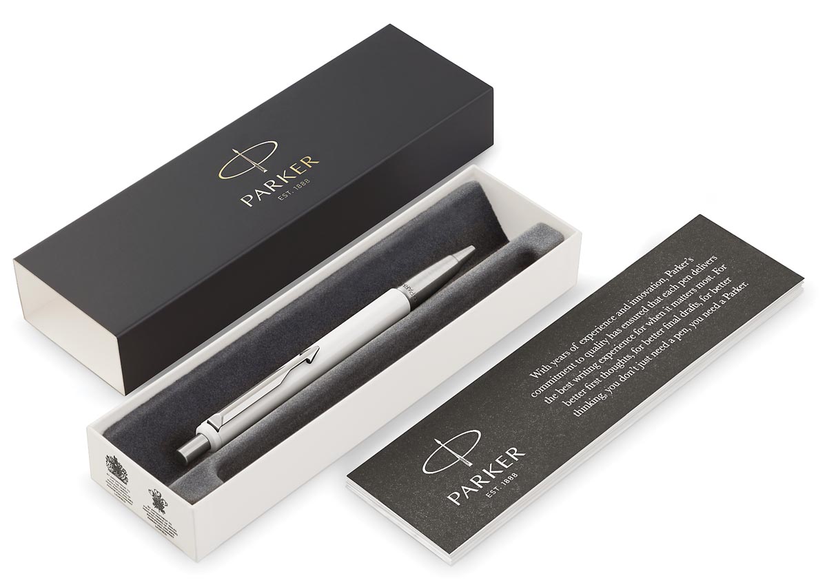 Parker Balpen Vector Medium In Giftbox Wit huismerk kopen in de aanbieding Parker Balpen Vector Medium In Giftbox Wit huismerk kopen in de aanbieding