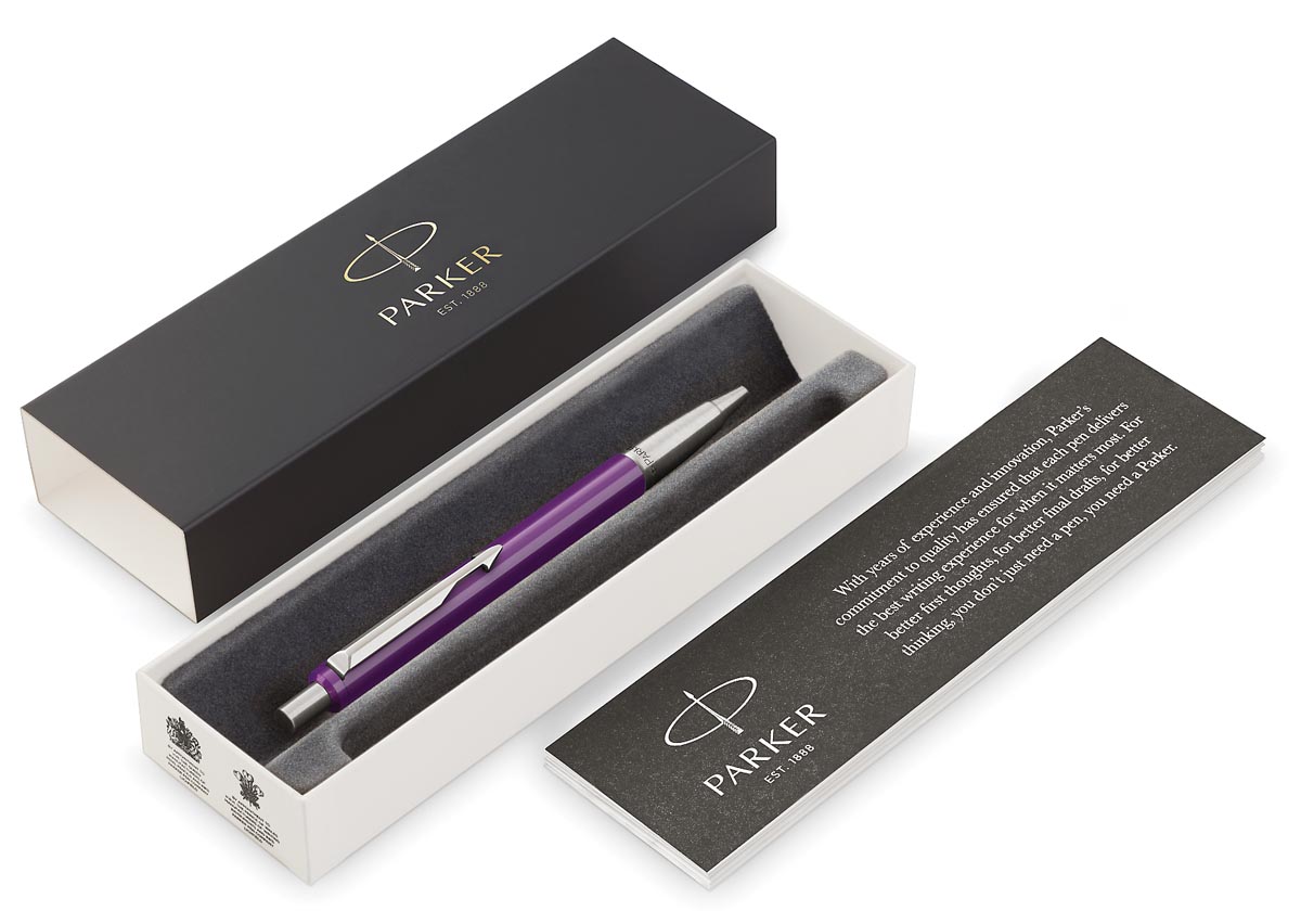 Parker Balpen Vector Medium In Giftbox Paars huismerk kopen in de aanbieding Parker Balpen Vector Medium In Giftbox Paars huismerk kopen in de aanbieding