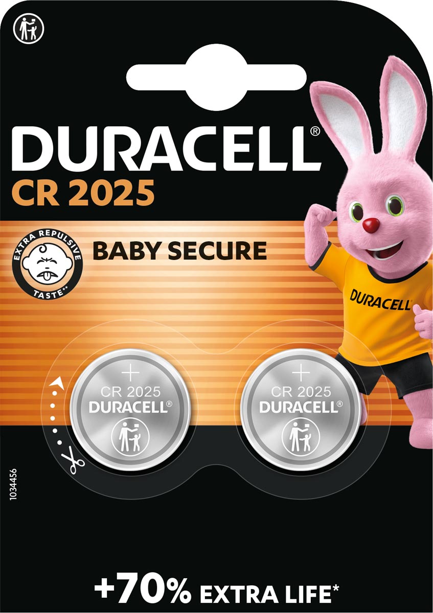 Duracell knoopcel Electronics CR2025, blister van 2 stuks