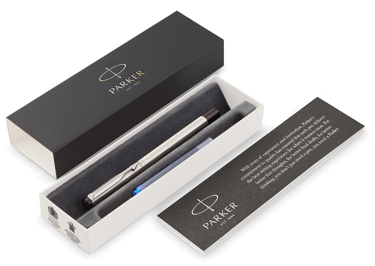 Parker Vulpen Vector Medium In Giftbox Steel huismerk kopen in de aanbieding Parker Vulpen Vector Medium In Giftbox Steel huismerk kopen in de aanbieding