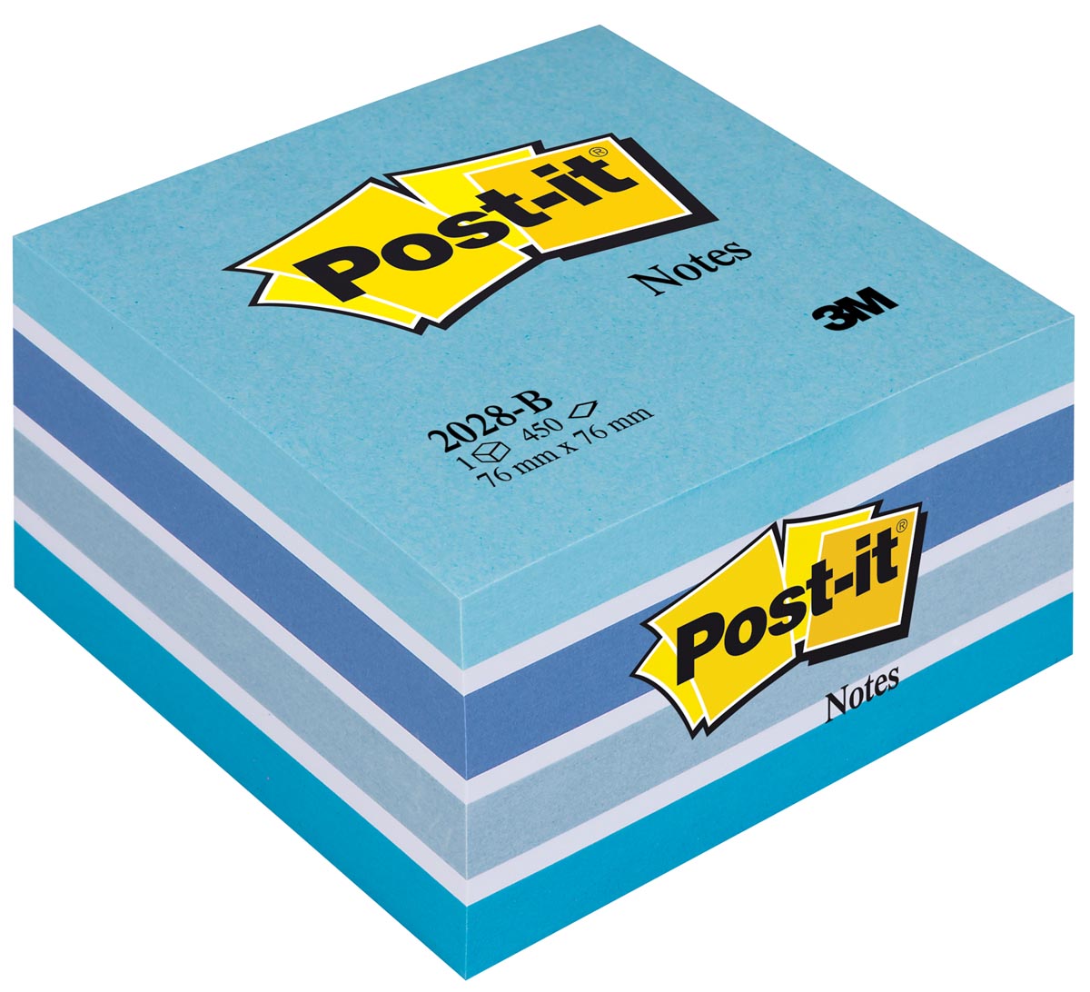 Post-it Notes kubus, 450 vel, ft 76 x 76 mm, blauw Post-it Notes kubus, 450 vel, ft 76 x 76 mm, blauw