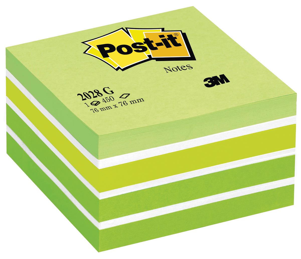 Post-It Notes kubus, 450vel, ft 76 x 76 mm, groen afbeelding