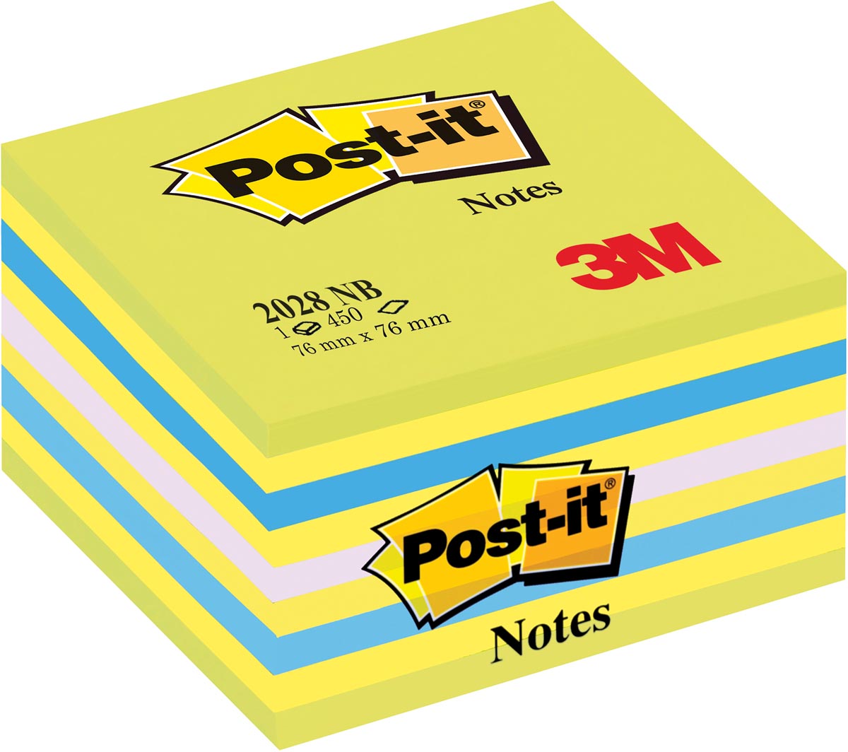 Post-it Notes kubus, 450 vel, ft 76 x 76 mm, blauw-groen tinten afbeelding