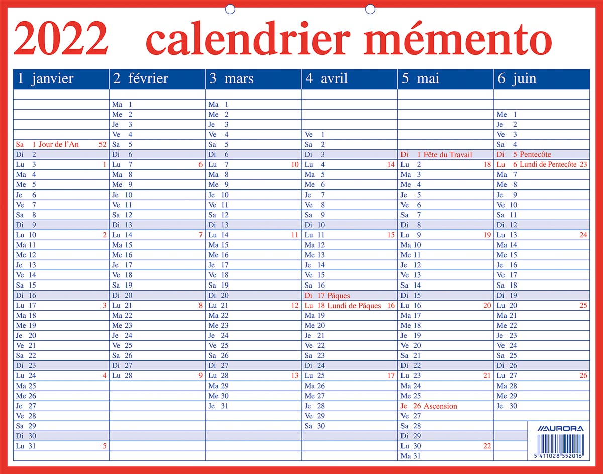 Aurora Memento 20 Franstalig, 2022