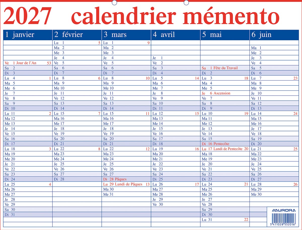Aurora Memento 20 Franstalig, 2027