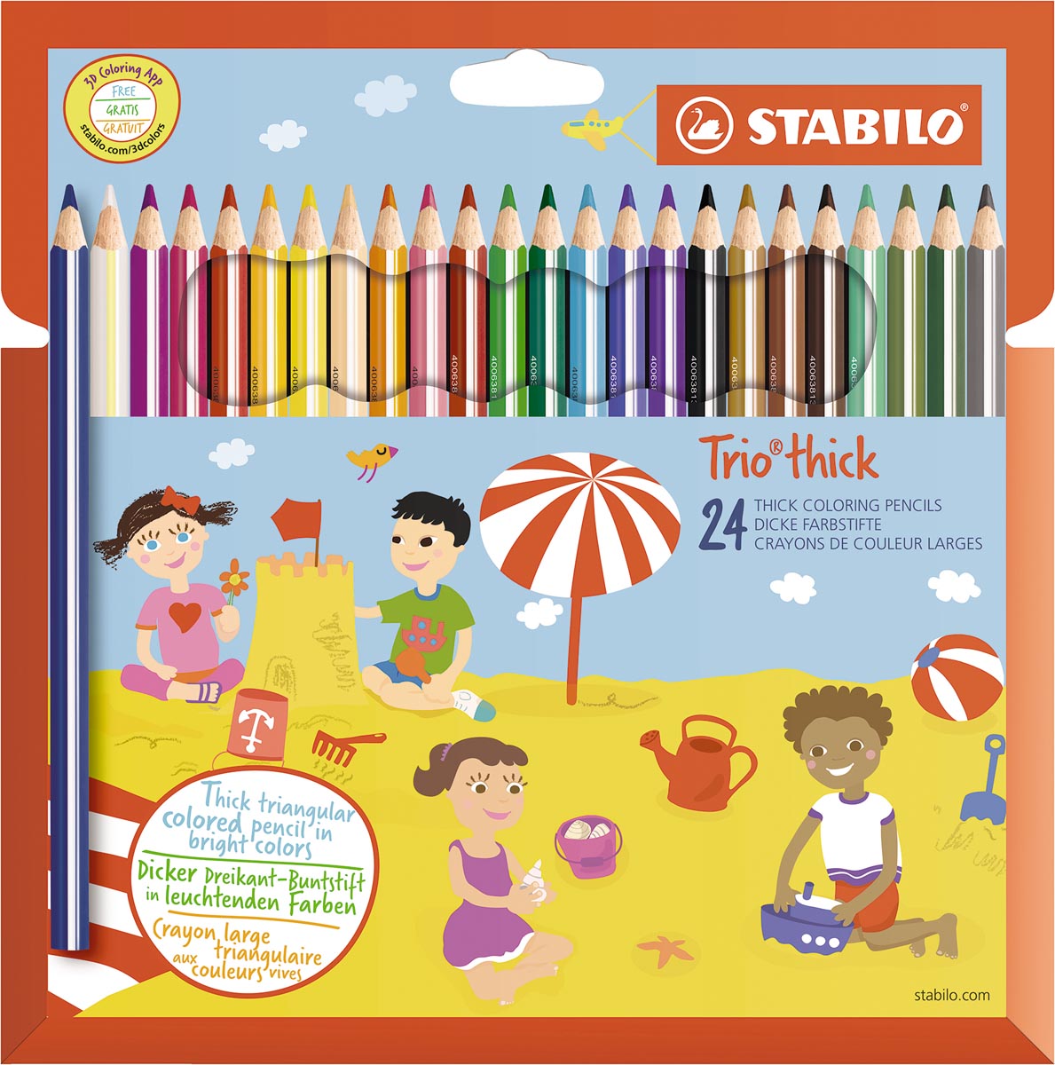 STABILO Trio thick kleurpotlood, etui van 24 stuks, assorti STABILO Trio thick kleurpotlood, etui van 24 stuks, assorti
