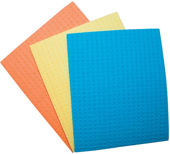 OFFICE products sponsdoekjes, 16 x 18 cm, geassorteerde kleuren, pak van 3 stuks