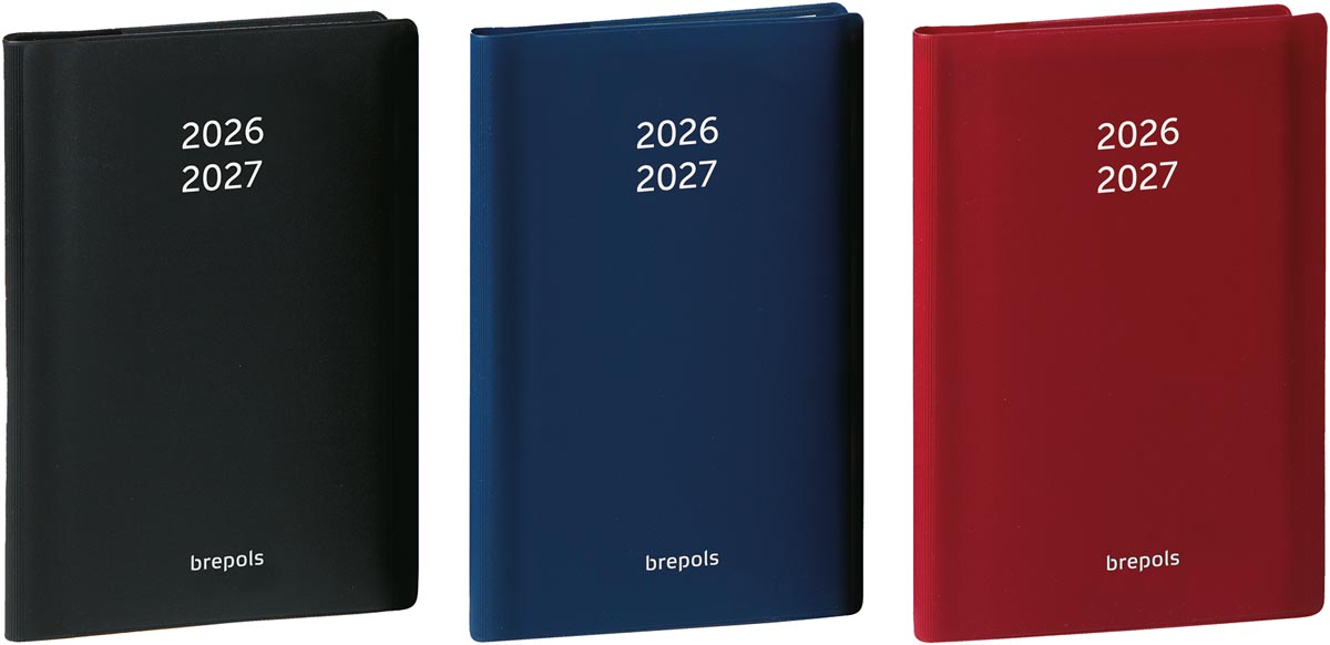 Brepols schoolagenda Student Seta, zwart-blauw-bordeaux, 2026-2027