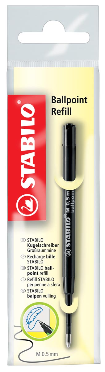 STABILO balpenvulling, medium, 0,5 mm, zwart