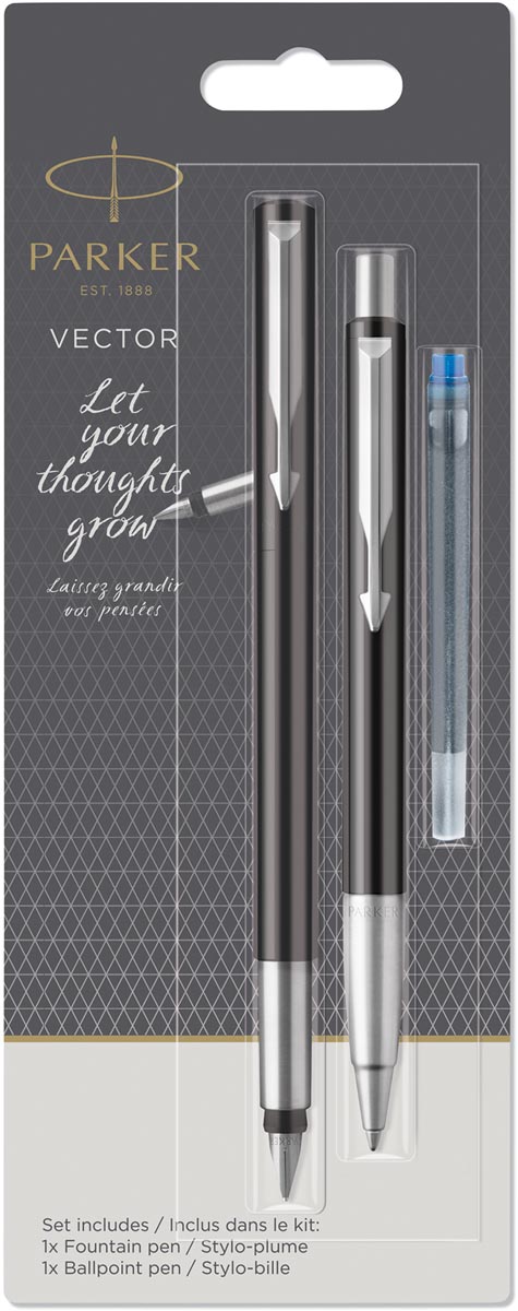 Parker duoset Vector vulpen + balpen, in geassorteerde kleuren