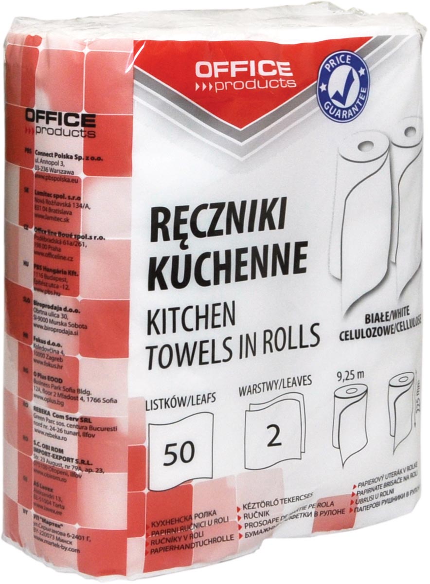 OFFICE products keukenpapier, 2 laags, 50 vellen, pak van 2 rollen