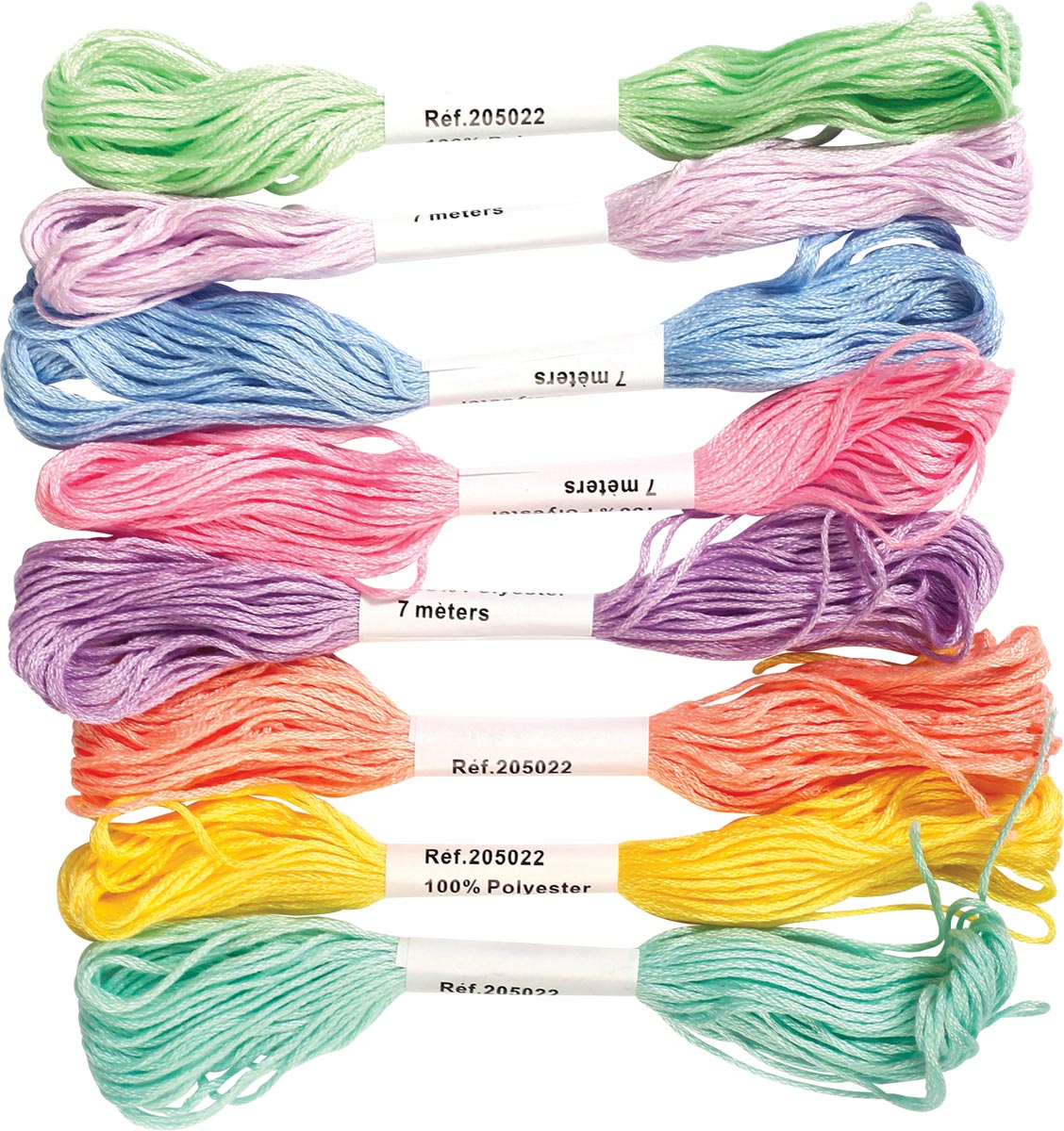 Graine Créative Polyesterdraad, 7 m, 8 kleuren, pastel